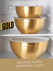 Gold Mixing Bowls with Airtight Lids